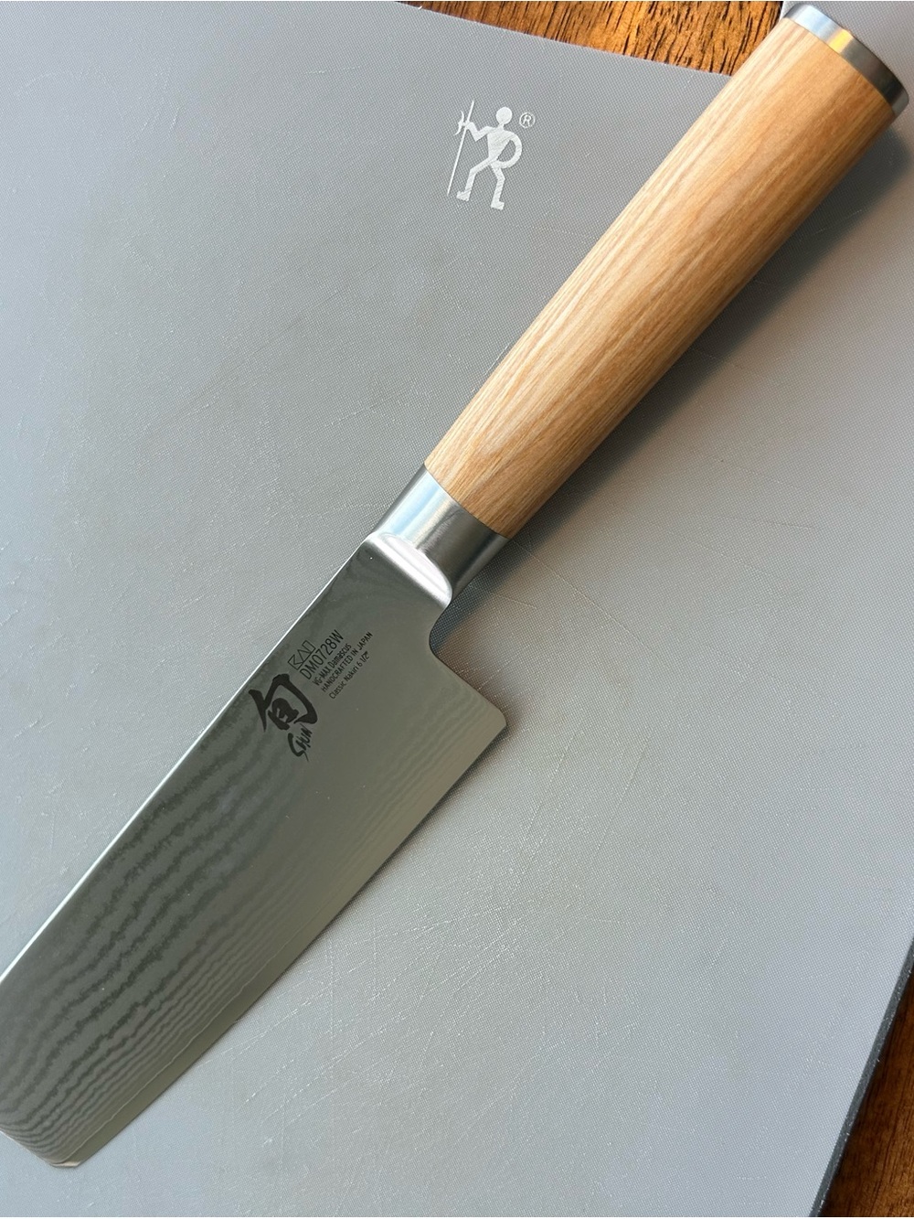 SHUN Nakiri Knife with Natural Wood Handle and Silver Blade